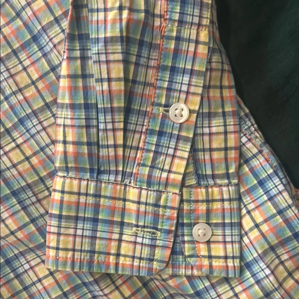Ralph Lauren Blue and Orange Plaid Button Down Shirt